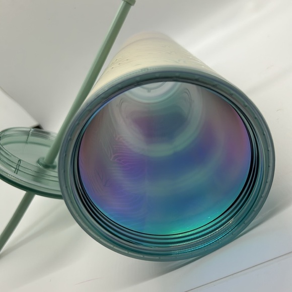 Starbucks Spring 2021 Frosted Siren Tail Iridescent Cold Tumbler 24oz Mermaid - Picture 5 of 5